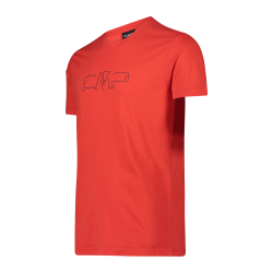 T-shirt stretch da uomo con logo in cotone cmp