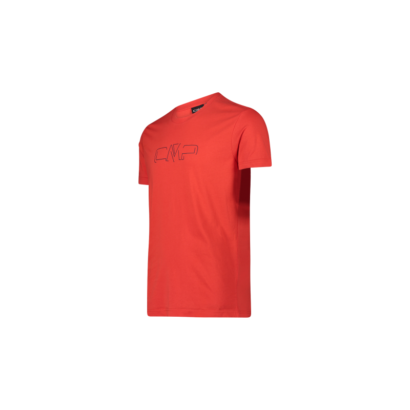 T-shirt stretch da uomo con logo in cotone cmp