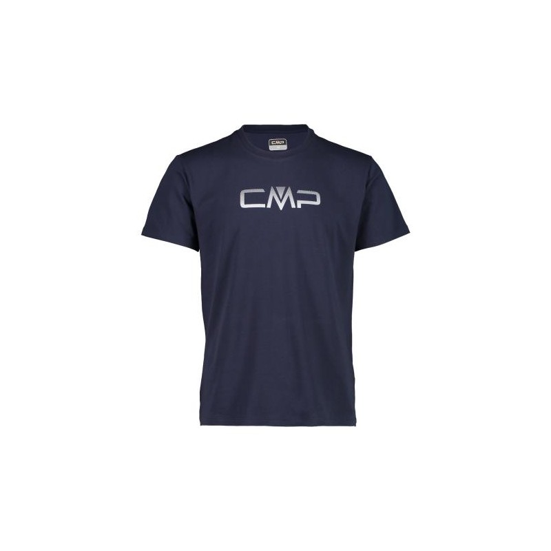 T-shirt stretch da uomo con logo in cotone CMP